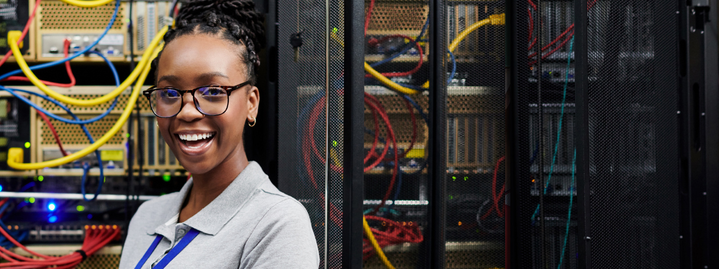 Person working in a networking room